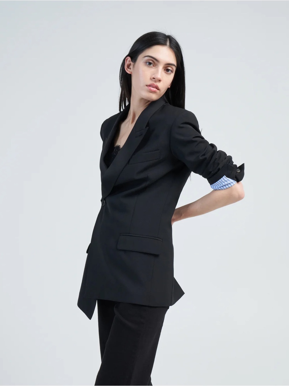 NWT SMYTHE X WEARCISSA Wear Cisco Collab Wrap Blazer Black Size 2 - Picture 4 of 13